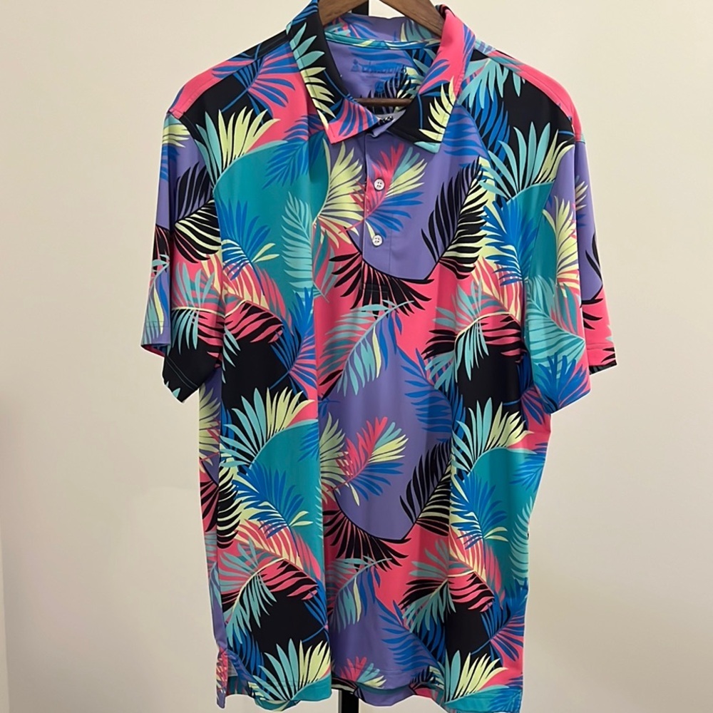 Chubbies Vibrant Tropical Print Men's Golf Style Shirt, Size Xl
